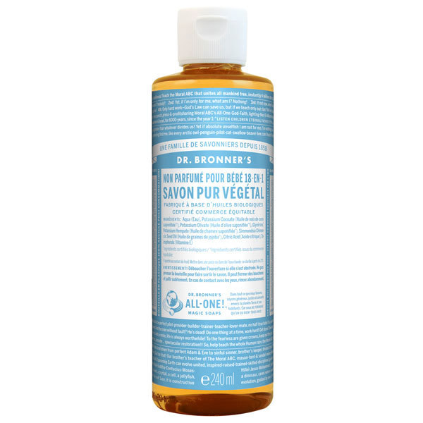 Savon liquide bio sans parfum peau sensible Dr Bronner