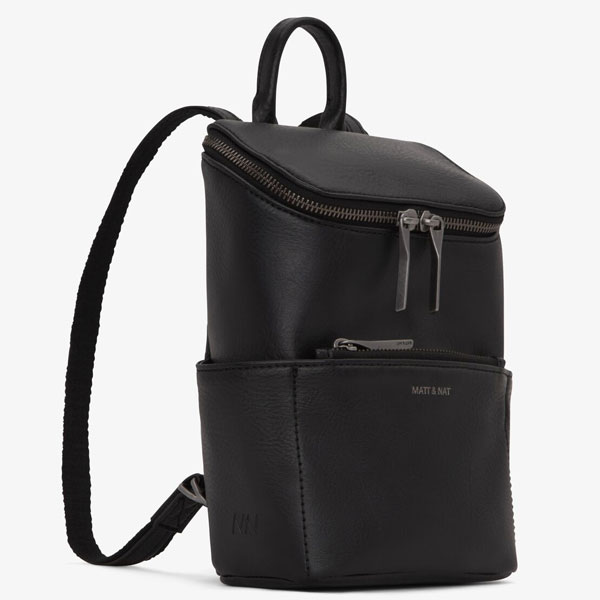 Sac dos Brave mini en cuir vegan noir Matt Nat