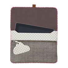 Pochette tablette Birdy gris chiné La Vie devant Soie - Pochette tablette Birdy gris chiné