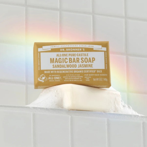Dr. Bronner - Pain de savon Jasmin & Bois de Santal Dr. Bronner - Pain de savon Jasmin & Bois de Santal