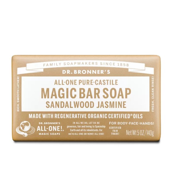 Dr. Bronner - Pain de savon Jasmin & Bois de Santal Dr. Bronner - Pain de savon Jasmin & Bois de Santal