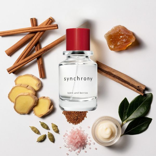 Flacon de Synchrony, équilibre entre épices et douceur