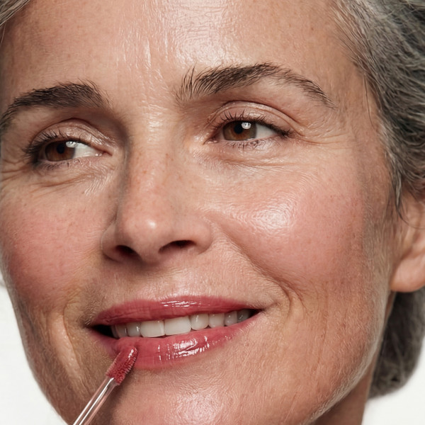 Rendu sur l&egrave;vres du gloss teint&eacute; &eacute;cran solaire SPF40 Jazz Berry