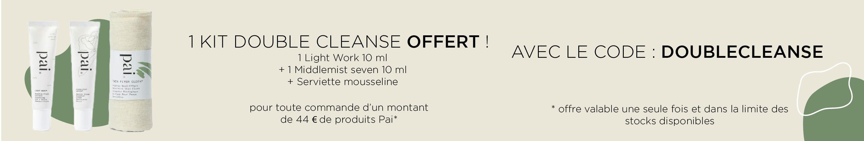 Code promo marque cosmétique PAI